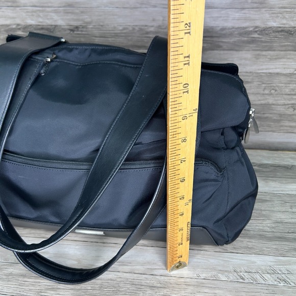 Tumi Shoulder Diaper Bag Black Nylon Pockets Large Zip Double Handles Briefcase - Picture 8 of 12